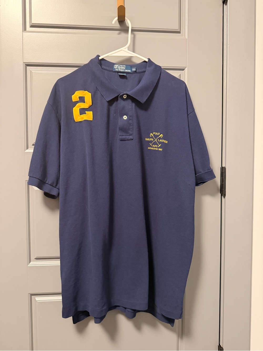 Vintage Polo by Ralph Lauren Navy Polo with Yellow Number Patch XXL